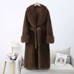 Elegant Brown Faux Fur Coat
